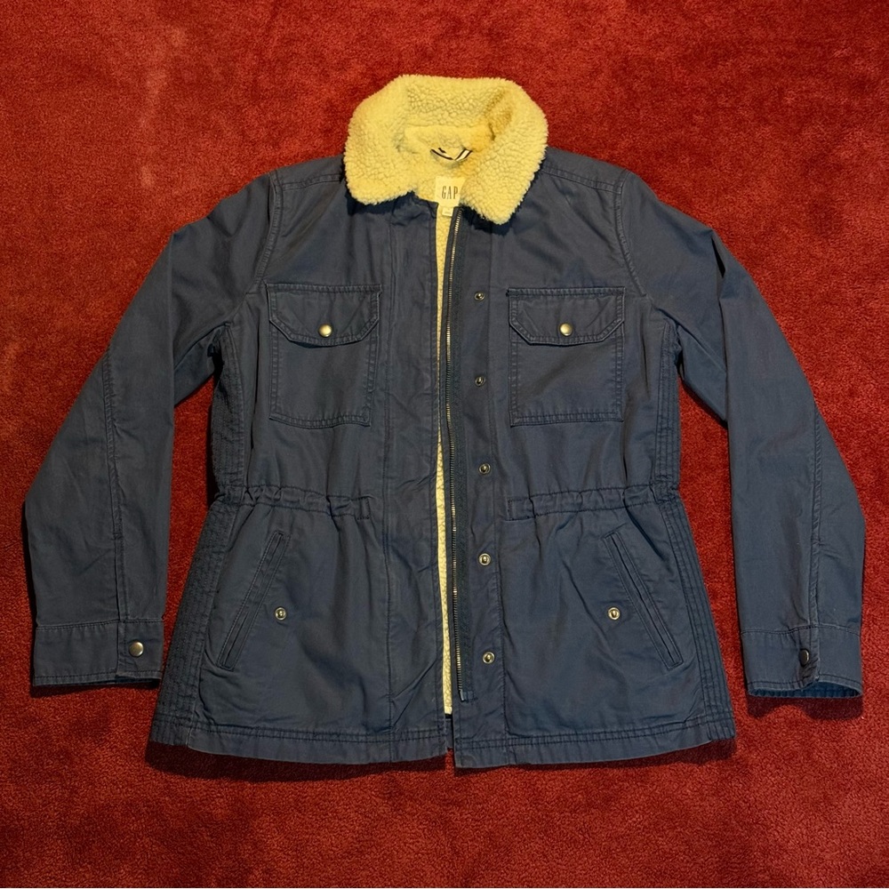 GAP Blue Jacket with Cream Sherpa Lining NEW